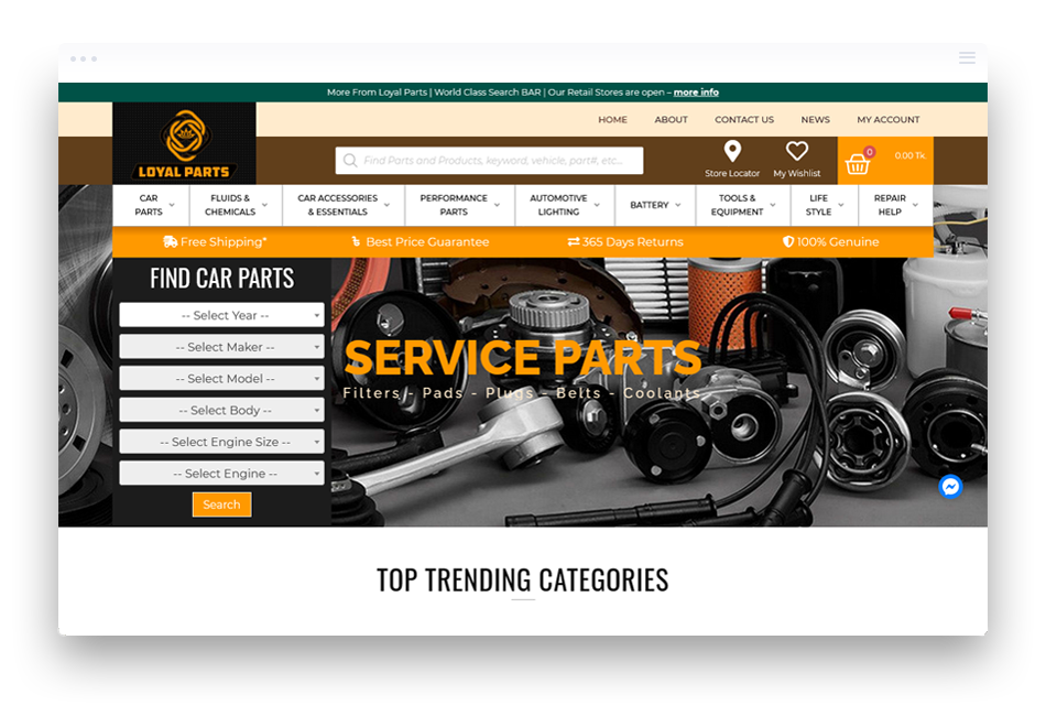 Ecommerce Website Design Dhaka loyalparts